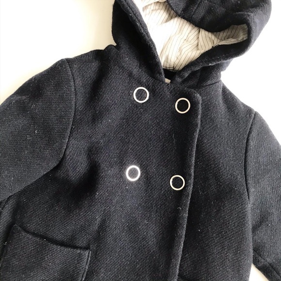 Zara navy blue hooded dress coat VGUC 2/3T - Picture 2 of 5